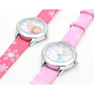 PS1 Bán dễ thương frozen Elsa trẻ em hoạt hình đồng hồ bé trai và bé gái Đồng hồ đông lạnh mặt số nhỏ đồng hồ thạch anh quà tặng đông lạnh B