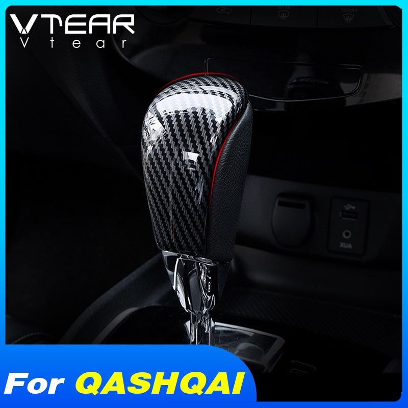 Vtear cho Nissan Navara NP300 Terra X-Trail Rogue Qashqai XTrail 2014-2020 bánh răng đầu chuyển núm bọc xe sợi carbon ô tô tự động tạo kiểu phụ kiện trang trí