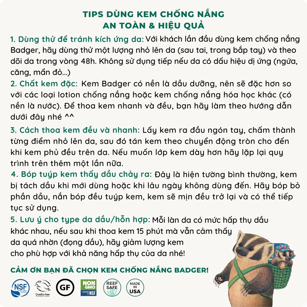 Mô tả Kem chống nắng vật lý thể thao BADGER Sport Clear SPF 40 - kháng nước mạnh, bảo vệ phổ rộng an toàn san hô - 87mL - 12