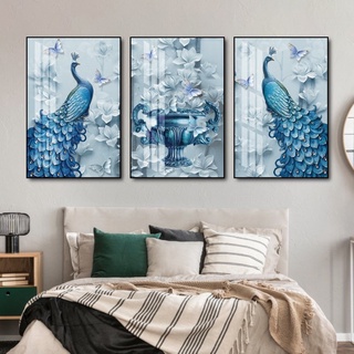 Tranh Treo Tường Đôi Chim Công - Tranh Phong Thủy Mừng Tân Gia Laminate Tráng Gương