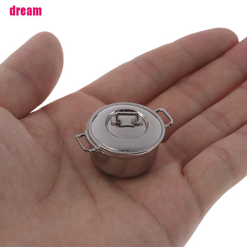 Mô Hình Nồi Nấu Ăn Bằng Thép Không Gỉ Tỉ Lệ 1 / 12 Trang Trí Nhà Búp