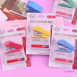 Bộ Dụng Cụ Bấm Ghim Mini + Đồ Bấm Ghim Họa Tiết Hoạt Hình Dễ Thương Di Động Tiện Dụng