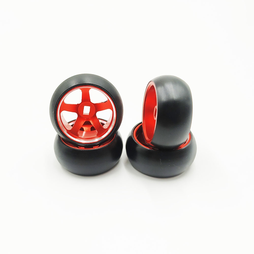 Metal Logo Drift Tires & Wheels For 1/28 RC Cars - Fits WLtoys K969, Kyosho Mini-Z, Mini-Q
