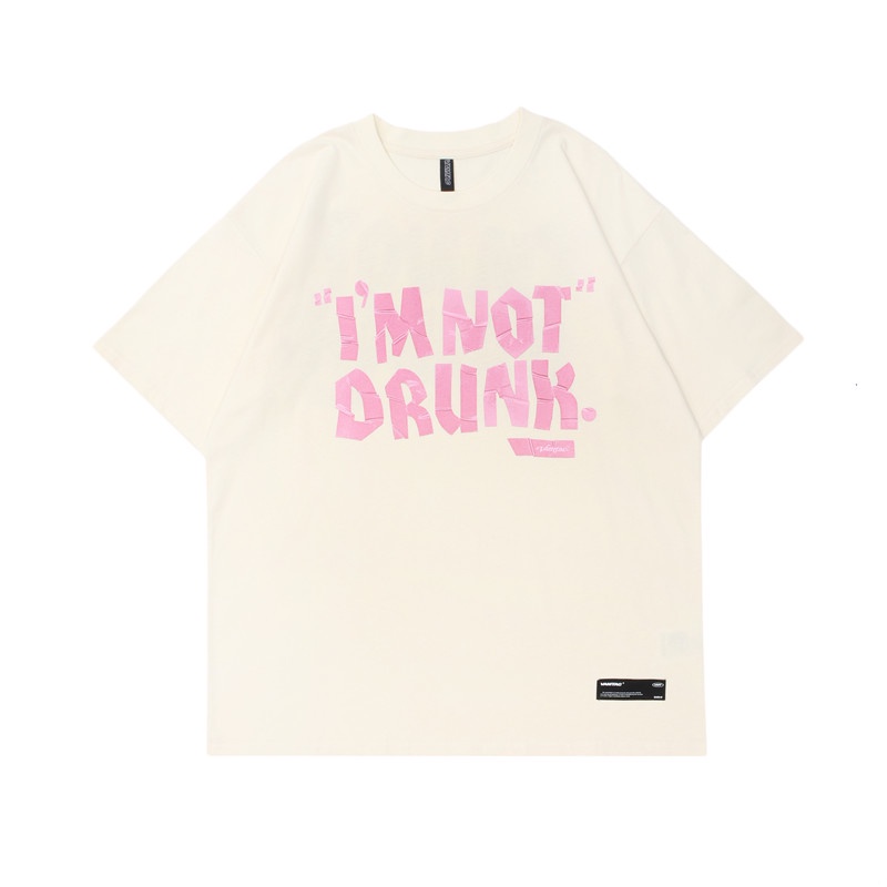 Áo Thun Nam HappyFamily Form Rộng In Chữ I'M NOT DRUNK Cotton 100 Cao Cấp