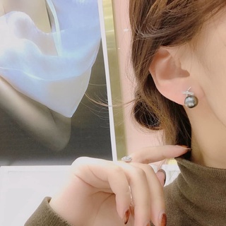 ❤ Đơn giản Độc Đáo Tahiti Bông Tai Ngọc Trai Đen Đầy Kim Cương Bông Tai Chữ Thập Nữ Trang Sức Thời Trang