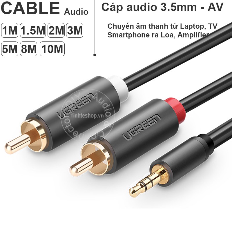 Cáp âm thanh 3.5mm ra 2 đầu hoa sen AV 1 mét UGREEN AV102 - 1/8 to 2 ...