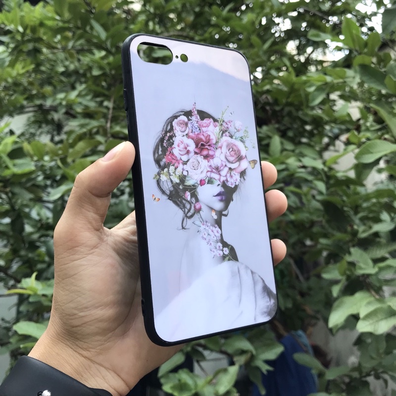 Ốp iphone in hình cực đẹp siêu bền chống sốc - Cô gái quý phái cùng hoa - 6/6plus/6s/6splus/7/7plus/8/8plus/x/xr/