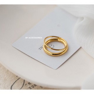 Nhẫn nữ titan 2 vòng tròn lớn nhỏ không gỉ UR200201