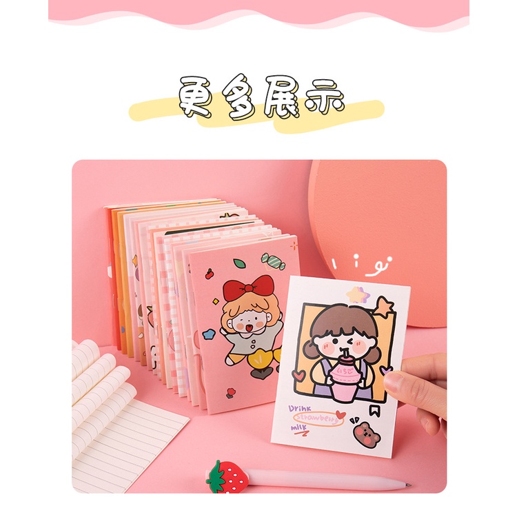 📒 COMBO 3 SỔ VỞ CẦM TAY MINI – HÌNH HOẠT HÌNH 8×10CM – 32 TRANG 🎀