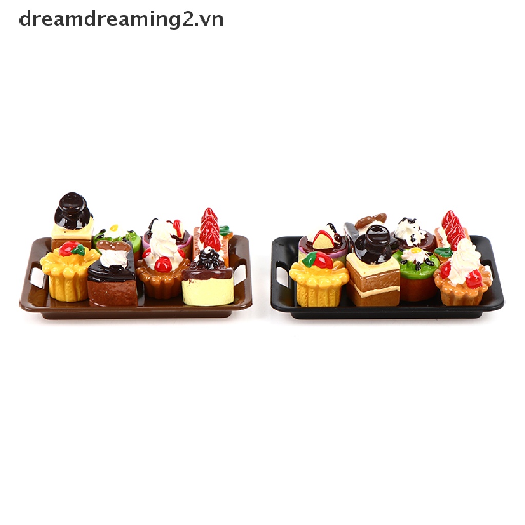 Mô hình khay bánh kem thu nhỏ tỉ lệ 1/12 trang trí nhà búp bê