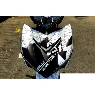 Tem trùm exciter 150 Trắng Đen mẫu mới , độ team trùm decal xe máy ex dán đời 2015-2020