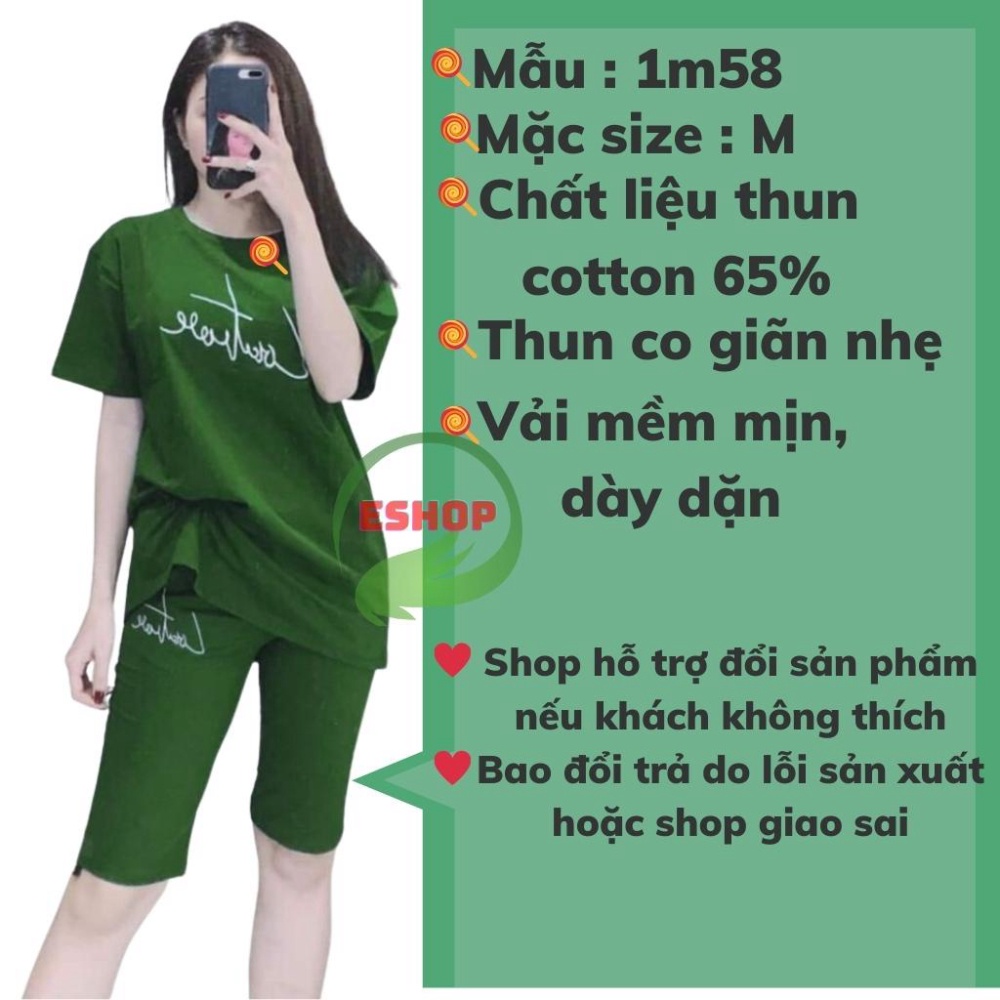Đồ Bộ Nữ Bigsize 43-85kg Thun Cotton Quần Lửng Ngố Mặc Nhà, Đi Chơi Mùa Hè ,Thể Thao ESHOP AD02