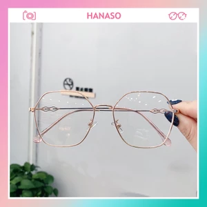 Kính cận nữ thời trang phong cách Hàn Quốc chống ánh sáng xanh gọng kim loại mảnh đa giác HANASO 023