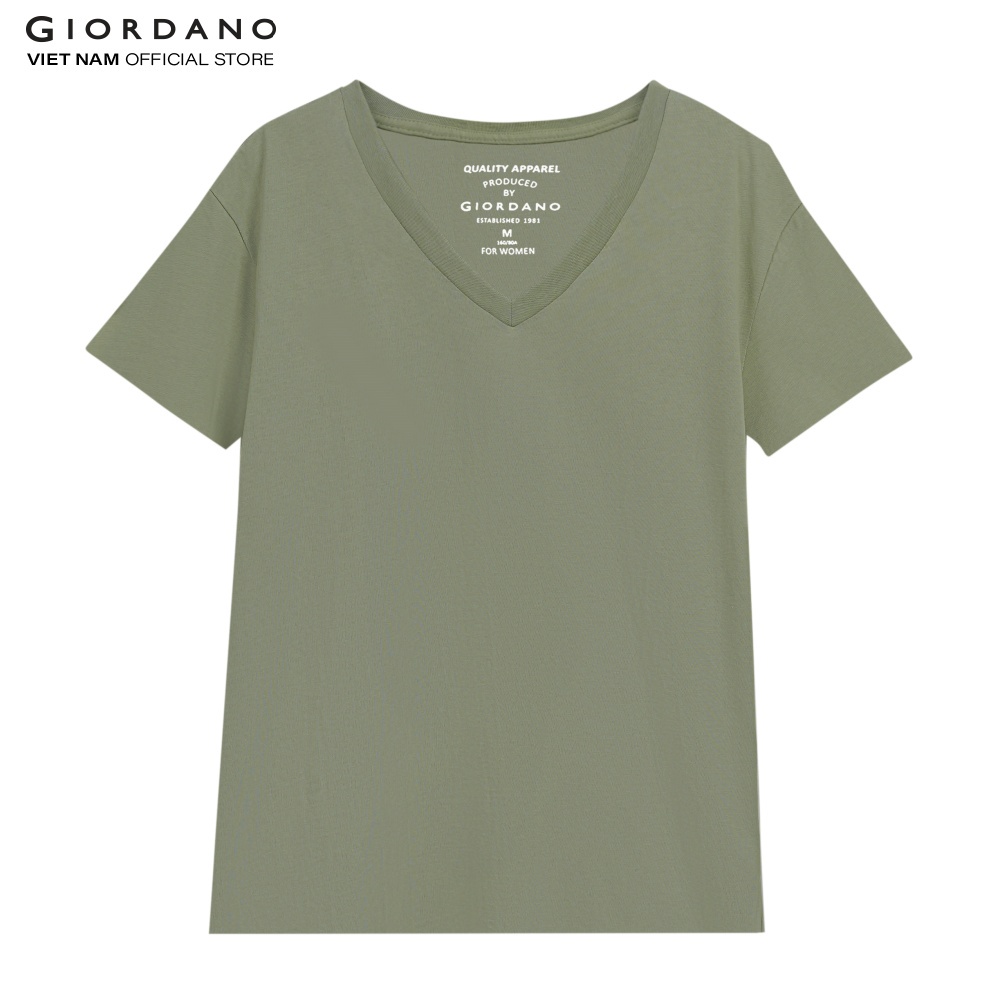 Ảnh GIORDANO Áo Thun Ngắn Tay Cổ Tim Nữ 05322248 3