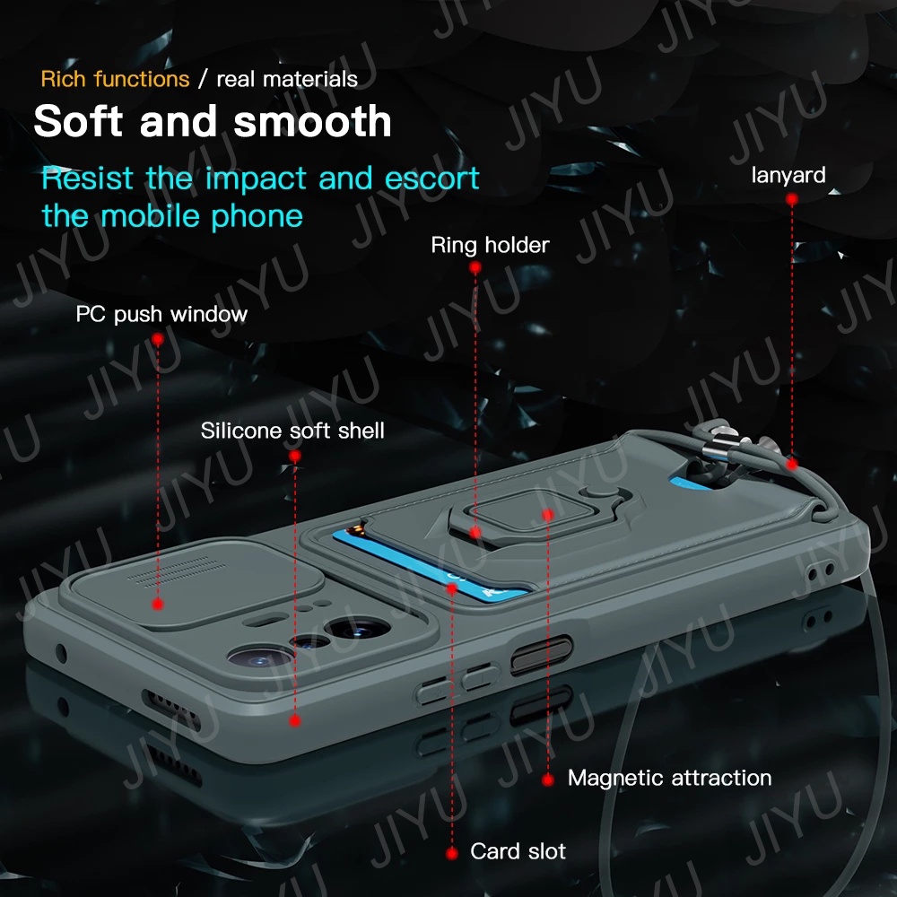 Ốp Điện Thoại Hình Máy Ảnh Có Ngăn Trượt Đựng Thẻ Và Dây Đeo Cho Xiaomi mi 11T 11 Lite 5G NE POCO X3 NFC M3 C3 POCO X3 Pro