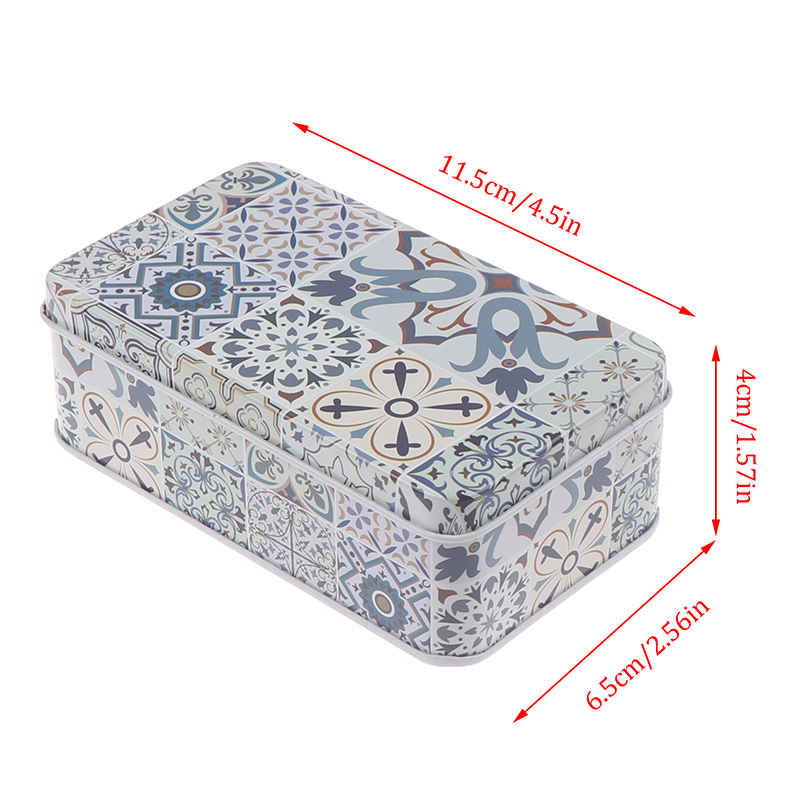Hộp thiếc đựng đồ hình chữ nhật 11.5x6.5x4cm