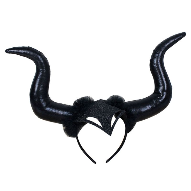 Bầu Trời Halloween Dài Demon Ox Sừng Đầu Ác Nữ Hoàng Lấp Lánh Tóc Vòng Trang Phục Hóa Trang Phù Thủy Ma Thuật Mũ Phụ Kiện