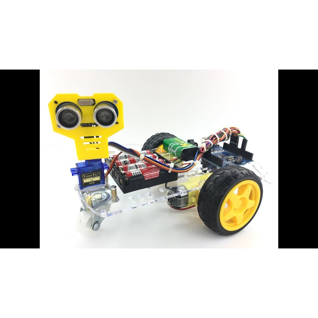 Xe tự hành dùng cảm biến siêu âm+ bộ Arduino+ khung xe. Tự lắp ráp DIY ...