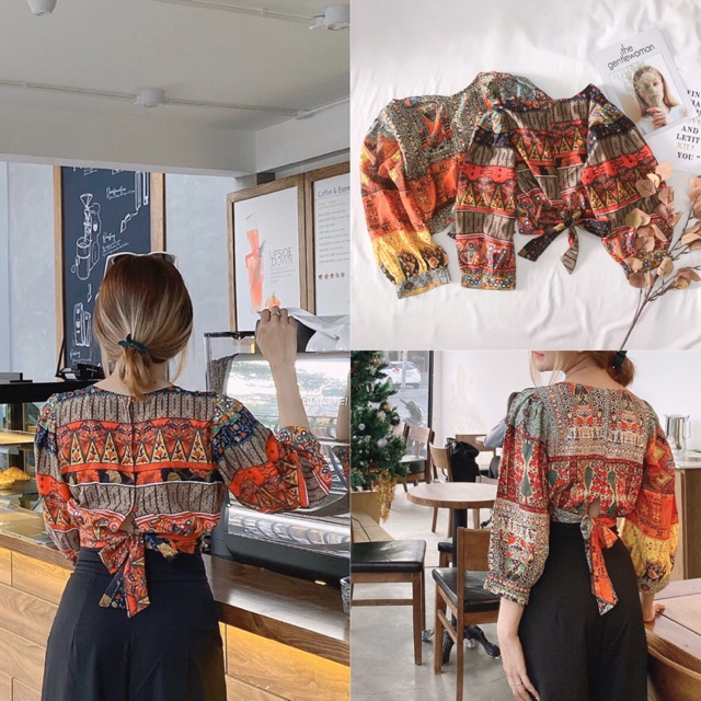 Áo Croptop Thắt Nơ Thổ Cẩm (100% ảnh thật) | Shopee Việt Nam
