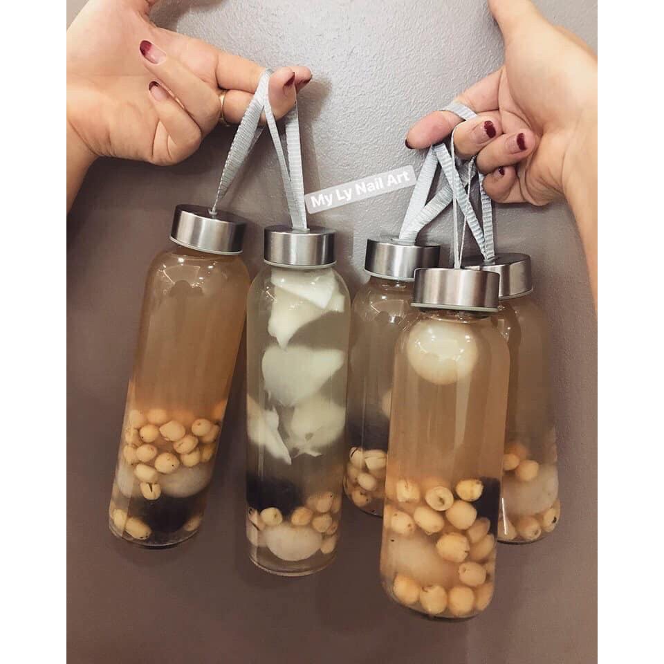 Set 20 Bình Detox Thủy Tinh 500ml - Chai Đựng Nước Thủy Tinh Có Quai Xách