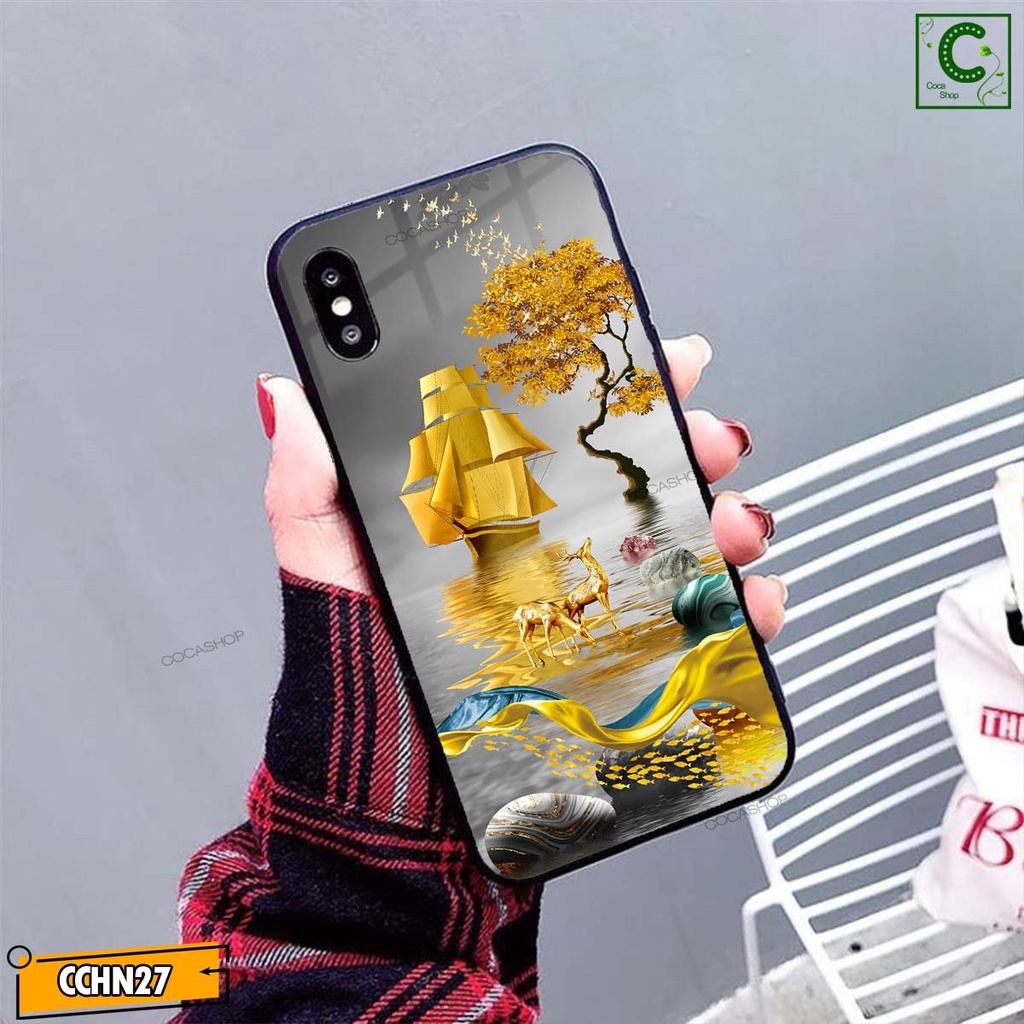 Ốp lưng iphone mặt kính cao cấp  - Thuận buồm xuôi gió tài lộc may mắn - 6/6plus/6s/6splus/7/7plus/8/8plus/x/.....