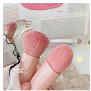 Bộ cọ trang điểm cá nhân 5 món màu hồng kèm gương