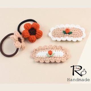 Combo 4 kẹp tóc, cột tóc hoa tulip hàng ngày cho nữ và bé gái xinh đẹp 6.5cm |Shop Rô Handmade