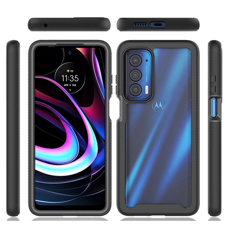 Dành Cho Motorola Edge 2021 Toàn Thân Trong Suốt Cả Thân Ốp Lưng Chống Sốc Lai Giáp Vỏ Điện Thoại