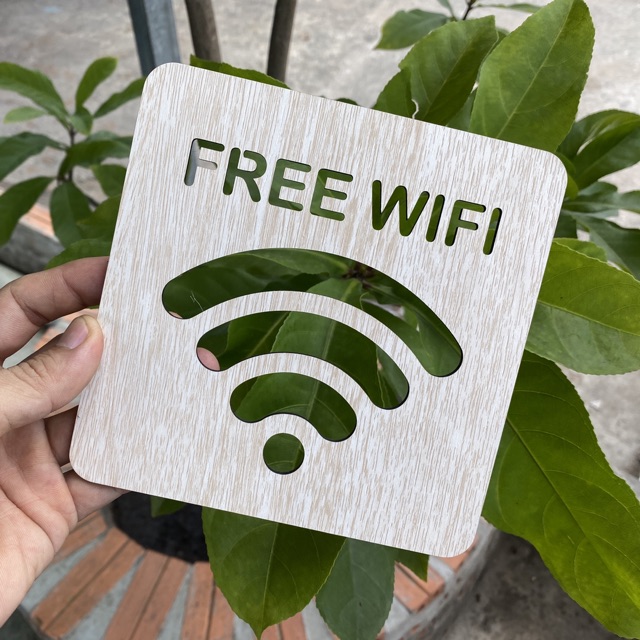 Bảng Gỗ Decor Free Wifi trang trí quán Cafe Homestay