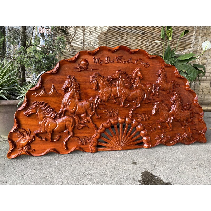Tranh Quạt Mã Đáo Thành Công Gỗ Hương TReo Tường KÍCH THƯỚC 60*120cm