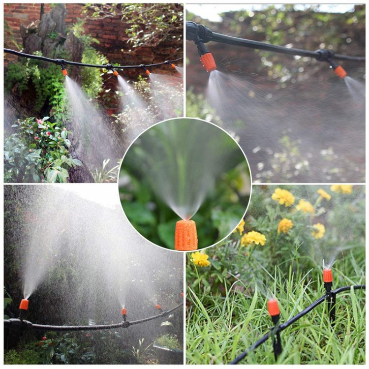 Bộ TÊ 8 tưới cây tự động gồm béc phun sương cam và tê nối nhanh sử dụng ống ldpe 8mm loại tốt, hàng cao cấp, dễ lắp đặt
