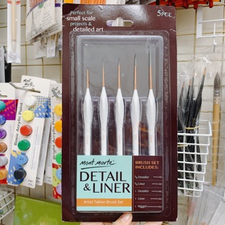 MONT MARTE - Bộ 5 cây cọ tỉa và viền nét Detail & Liner - set theo phong cách artist Taklon