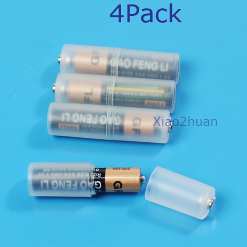 Set 4 bộ chuyển đổi pin cỡ AAA R03 sang AA LR6 + hộp nhựa