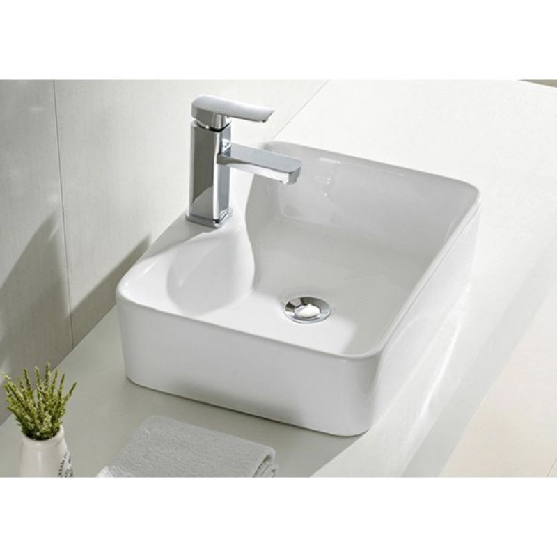 Chậu lavabo vuông trắng trơn, chậu rửa mặt | Shopee Việt Nam