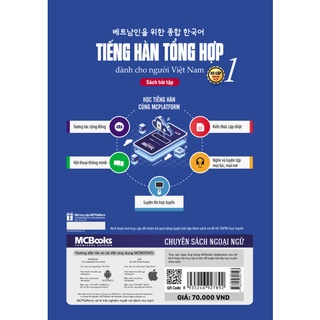 Sách - Tiếng Hàn tổng hợp dành cho người Việt Nam sách bài tập sơ cấp 1 - MCBooks Chính Hãng