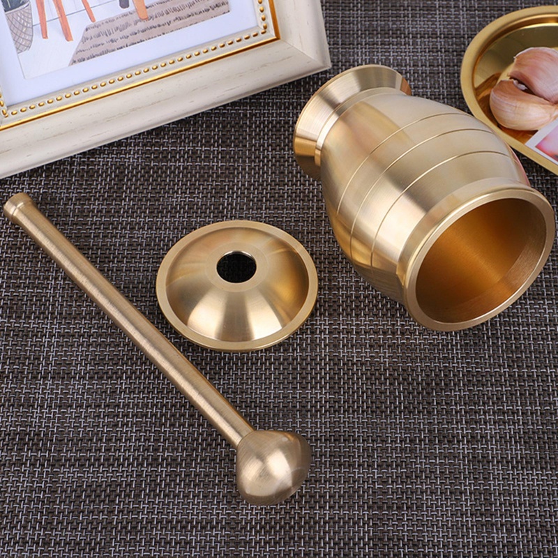 Inste Bộ Cối Chày Giã Thuốc Và Thảo Dược Bằng Đồng Nguyên Chất Dạng Cong