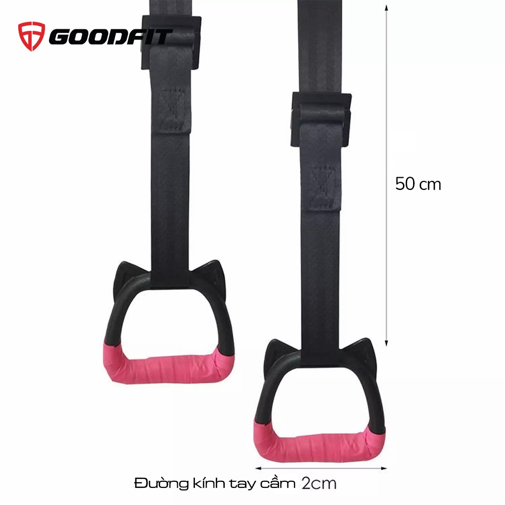Ảnh Vòng treo đu xà đơn trẻ em Gymnastic rings GoodFit kháng lực chịu tại 200kg, dây treo tùy chỉnh GF002E 1
