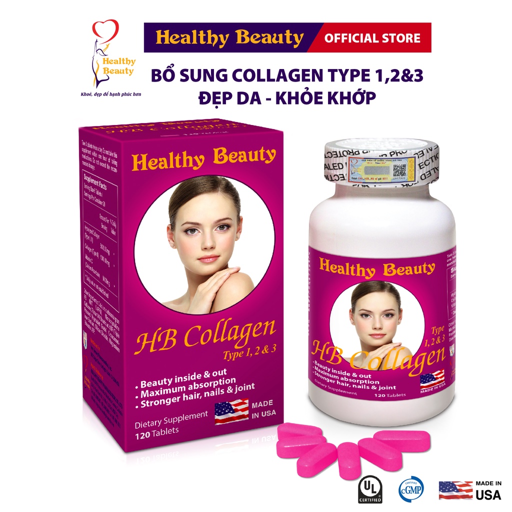 Ảnh Combo Trẻ Hóa Làn Da Gluta White+ & HB Collagen Type 1,2,3 Healthy Beauty 1