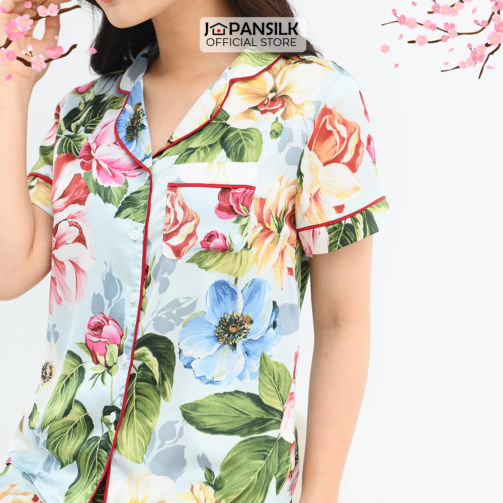 Ảnh Đồ Bộ Nữ Lụa Satin Cao Cấp JAPAN SILK Họa Tiết Vintage Trang Nhã 2