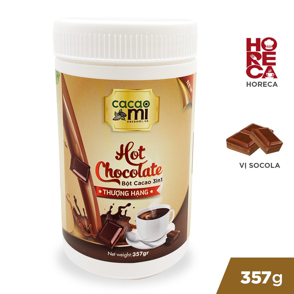 Ảnh Bột socola Hot Chocolate CacaoMi thức uống sô cô la nóng thơm đậm cacao hộp thượng hạng 357g 1