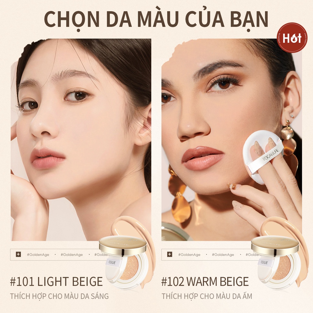 Ảnh Phấn nước BB FOCALLURE Golden Age 12g chống nước kết cấu mỏng nhẹ che phủ hoàn hảo làm mờ lỗ chân lông 2