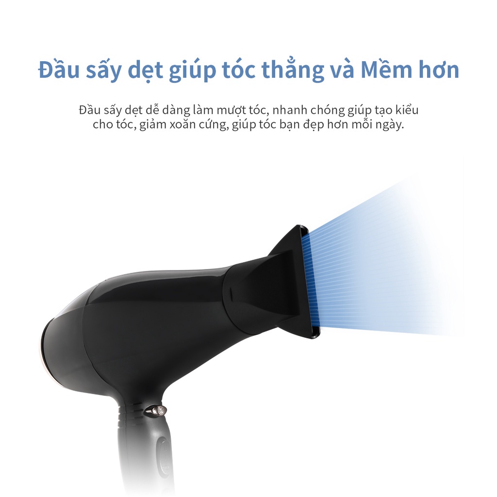 Máy sấy tóc LocknLock ENA146BLK ENA136WHT , chế độ nóng lạnh, kèm đầu dẹp tạo kiểu tóc - K-MALL