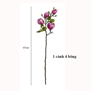 Hoa giả - Hoa Mộc Lan cành dài 65cm gồm 4 bông trang trí nhà cửa đẹp, sang trọng, thanh lịch