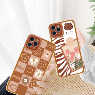 Ốp iphone - Ốp lưng iphone cạnh vuông viền camera gấu hoa dành cho ip 6 đến 16promax - G26