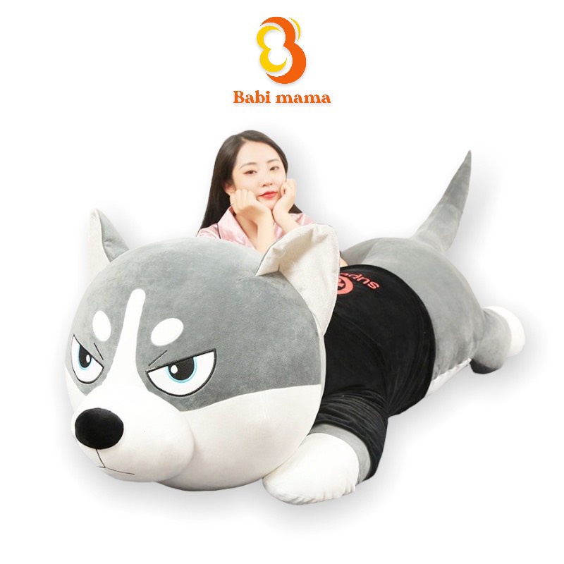 Gấu Bông Chó Husky Mặt Ngáo Nhồi Bông Hàng Cao Cấp Babi Mama G02