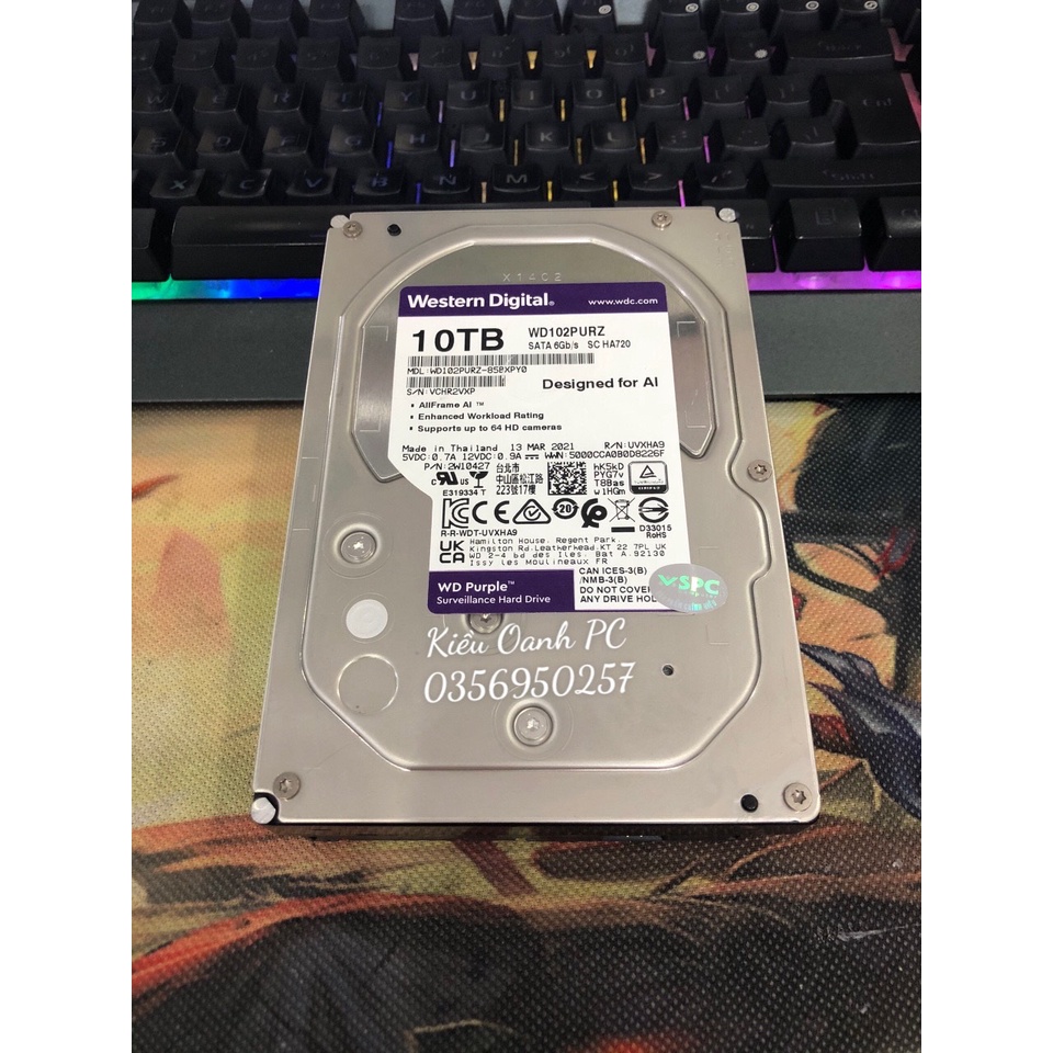 Ổ Cứng HDD WD Purple 10TB 3.5 inch WD102PURZ Chính Hãng Bảo hành SPC 3 ...