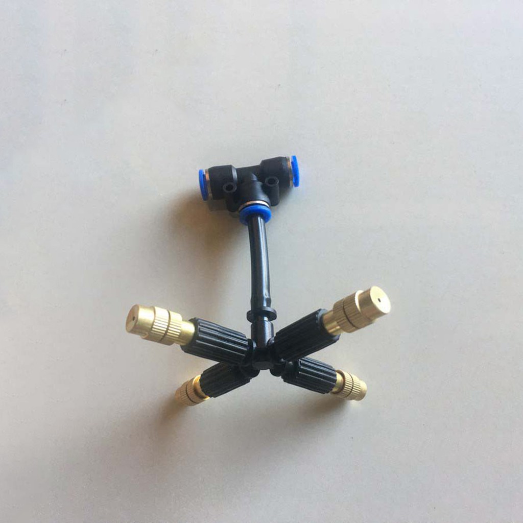 Béc Phun Sương 4 Hướng Đầu Đồng - Kèm Tê Nối Ống 8mm Van Chống Rỉ, Sử Dụng Tưới Lan, Tưới Cây, Làm Mát...