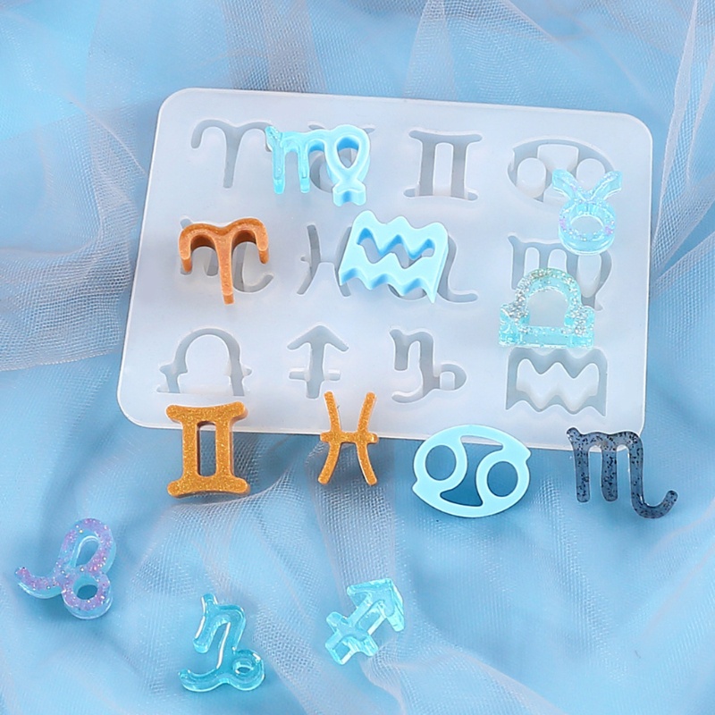 12 Horoscopes Epoxy Resin Mold Pendants Keychain Silicone Mould DIY  Mold