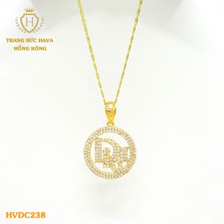 Dây Chuyền, Vòng Cổ Nữ Mặt Đính Đá, Titan Xi Mạ Vàng Non 24k Cao Cấp - Trang Sức Hava Hong Kong