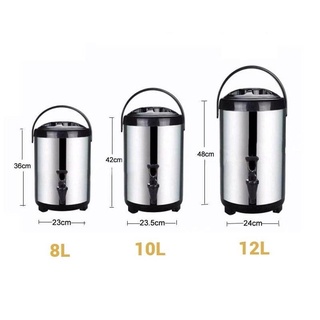 Bình Ủ Trà  Giữ Nhiệt Nóng Lạnh  3 Lớp Inox 304, Bình Ủ Trà Sữa  6L 8L 10L 12L Cam Homeware